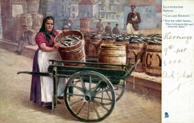 Kvinde sælger sild af English School